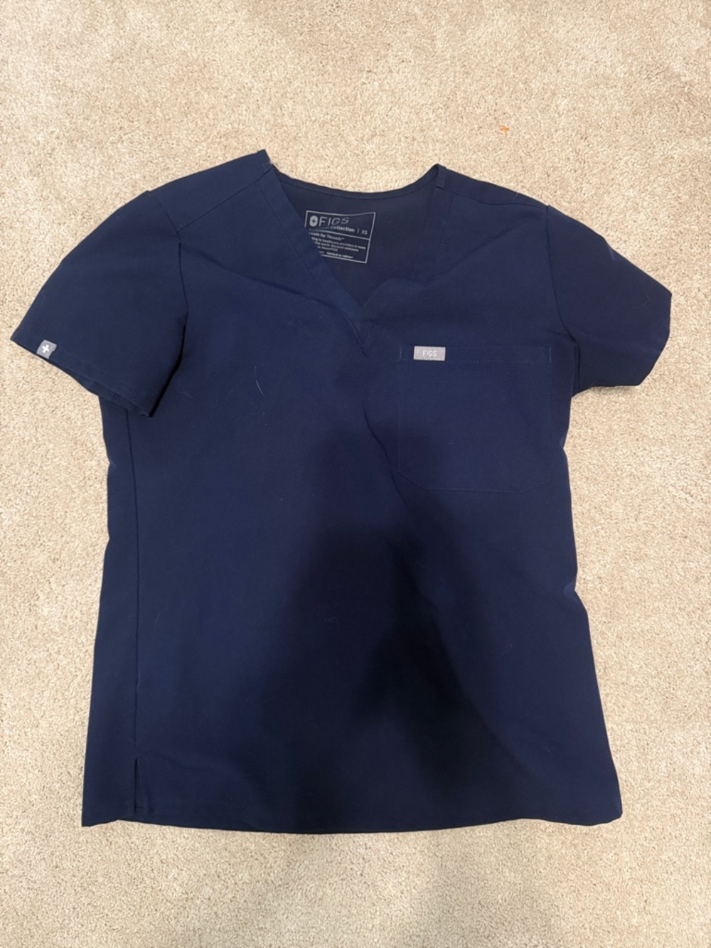 Figs Navy V-Neck Medical Scrub Top